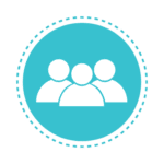 Three people standing together, symbolizing teamwork