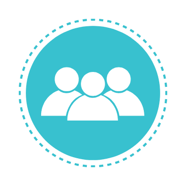 Three people standing together, symbolizing teamwork