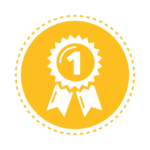 Gold ribbon marked with number one, signifying achievement