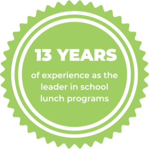 Seal image with quote that My Hot Lunch Box has 13 years of experience in school lunch programs.