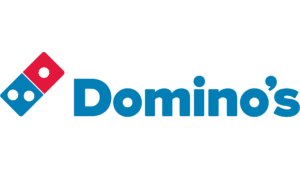 Image of the Domino's Pizza Logo. Domino's Pizza is available through My Hot Lunch Box.