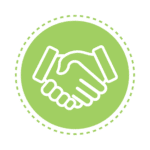 Two hands shaking, representing accountability