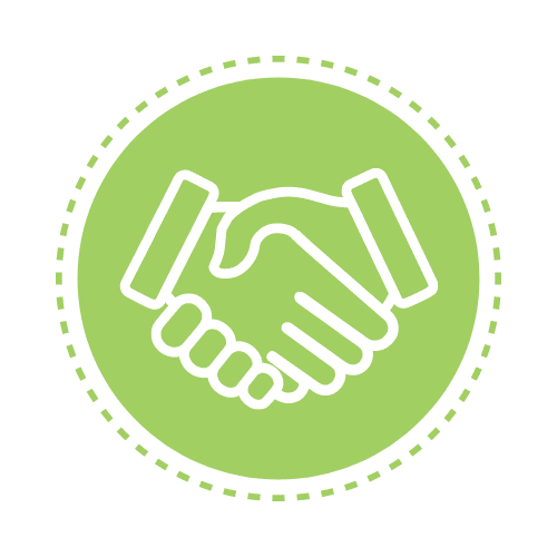 Two hands shaking, representing accountability