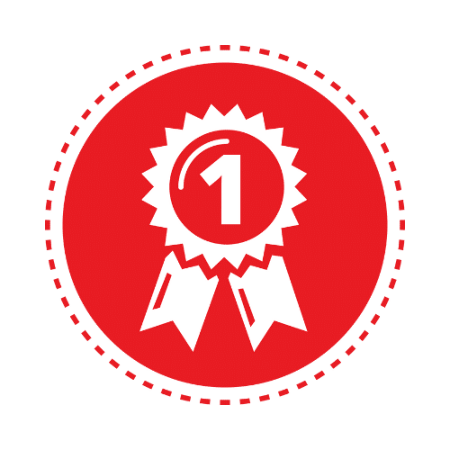 Ribbon inside a red circle with number one in Operational Excellence