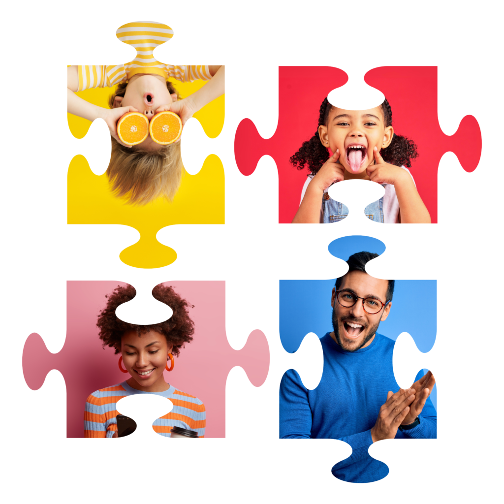 Divers people inside a puzzle piece