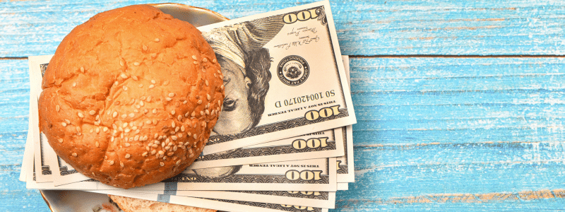 Money Sandwiched between sandwich bread